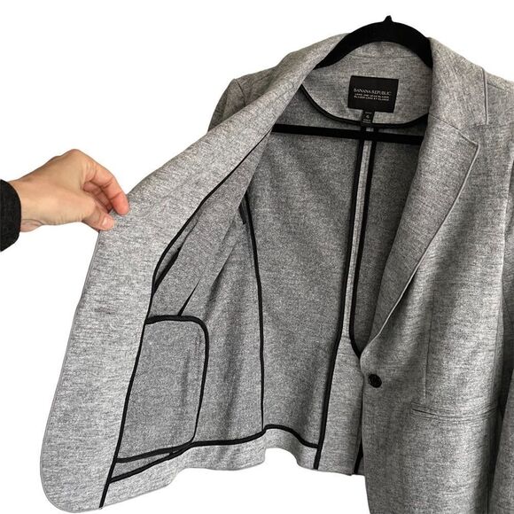 Banana REPUBLIC Wool Stretch Single Button Long Sleeve Blazer Jacket Grey 6P - Picture 3 of 8